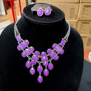Purple Royalty Necklace Earrings Set 